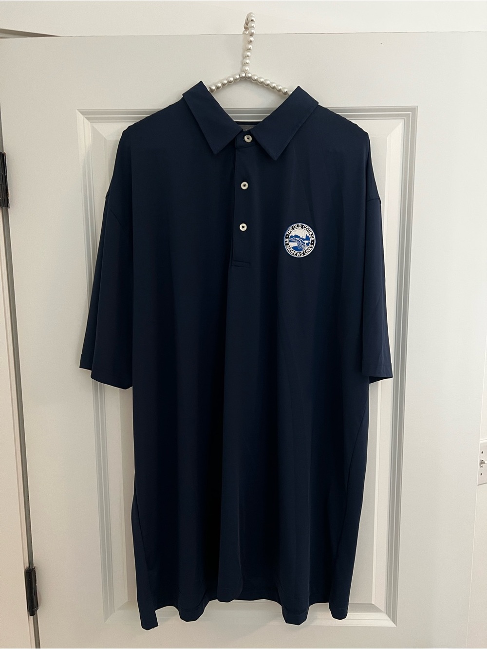 The Swilcan Bridge Collection Navy Golf Shirt The Old Course St. Andrews Links